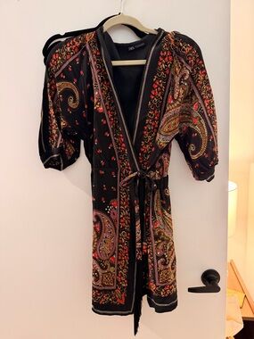 Zara Black Dress with Multicolor Trim